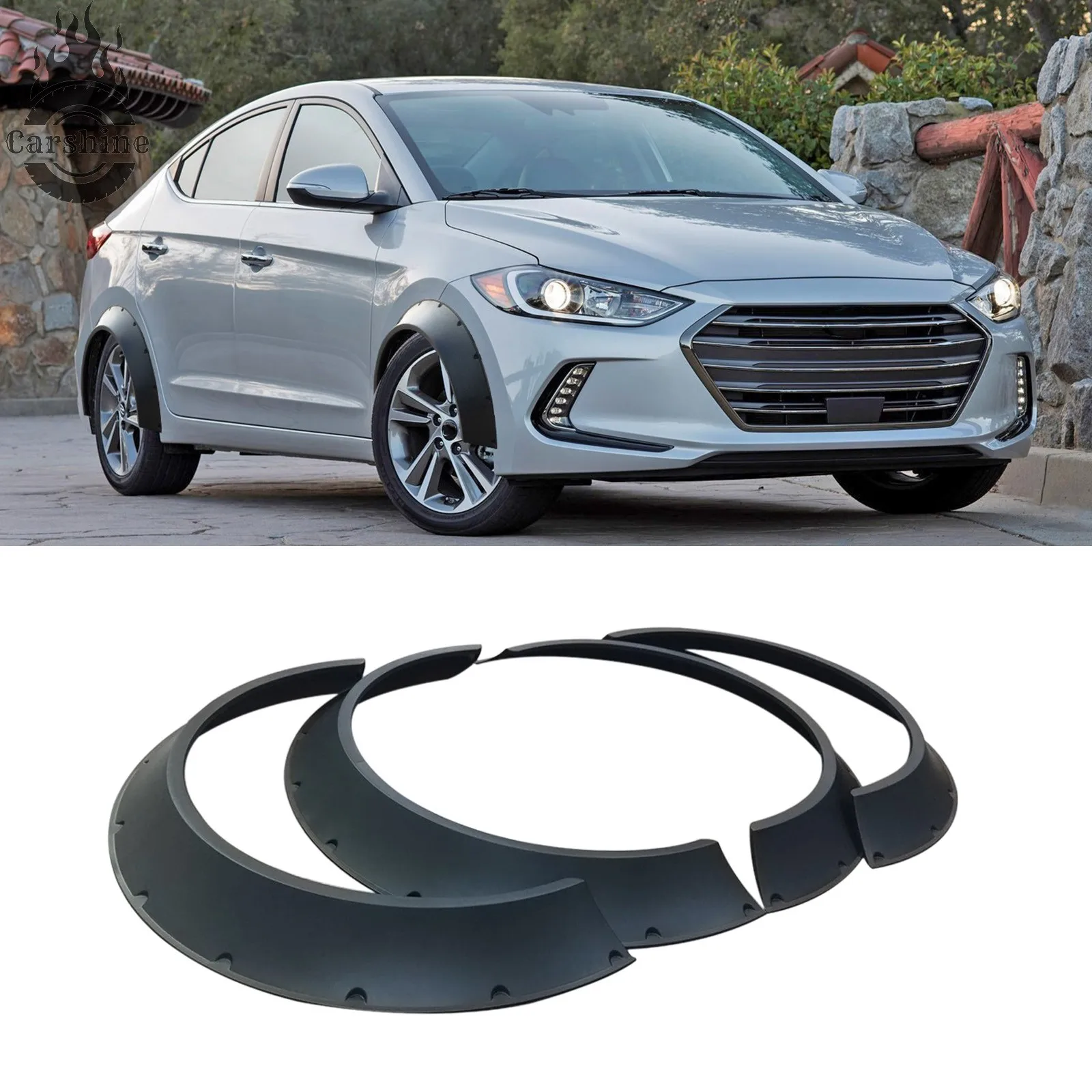 

Расширители колесных арок (фендеры) Black Wide Body Bomm, комплект из 4 шт. для Hyundai Elantra