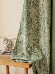 Green Chenille Herringbone Curtain for Living Room Bedroom Blackout Cortinas Luxury Home Decor шторы для спальни Rideau 커튼 ستارة