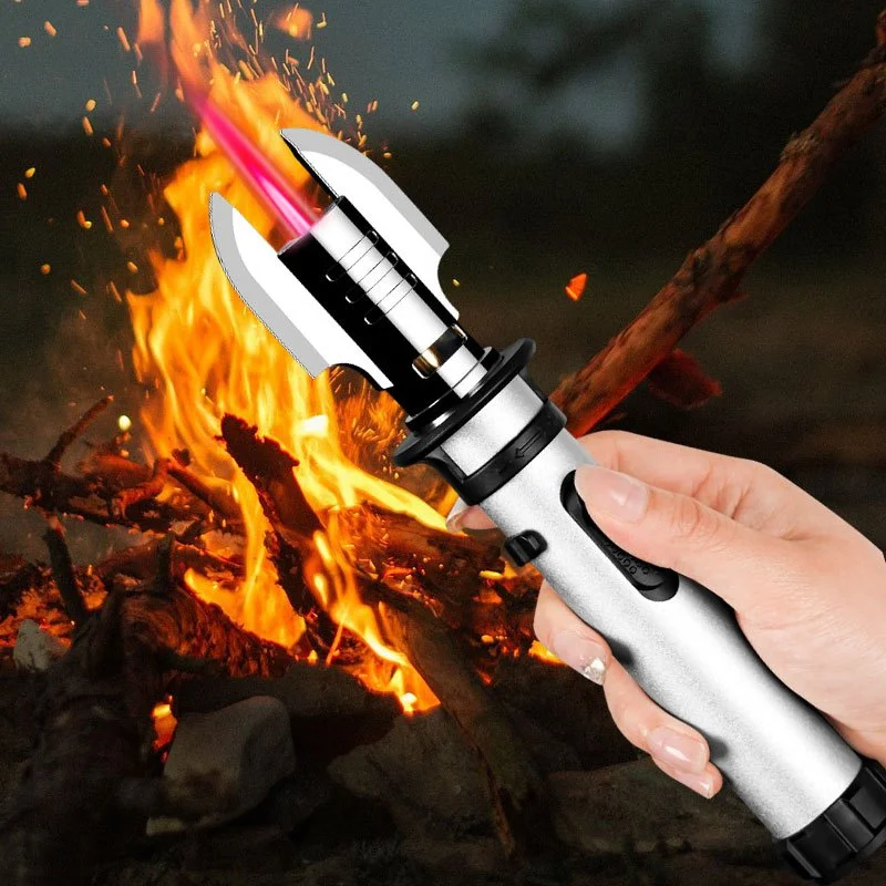 Powerful Windproof Torch Lighter, Butane Gas Inflatable Lighters Red Flame for Outdoor BBQ Kitchen Cooking Welding
