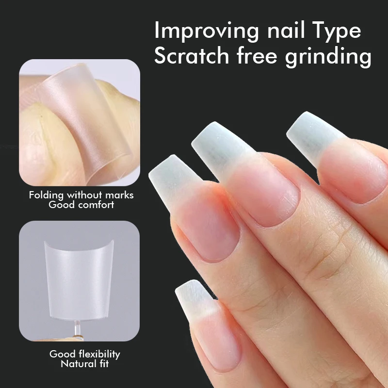 120Pcs Half Cover Soft Gel False Nail Tips Pre-filed Short Almond Coffin Press on Nails For Extention T-shaped Fake Nails Manicu