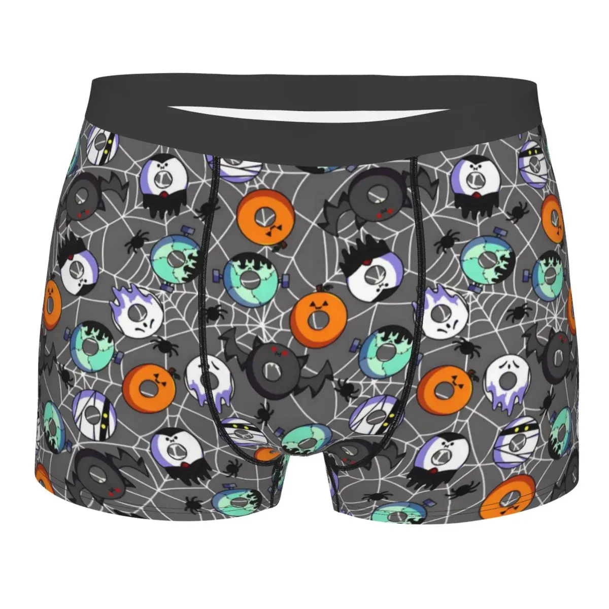 

Custom Novelty Halloween Party Donuts Monster Pattern Boxers Shorts Panties Men's Underpants Stretch Briefs Underwear