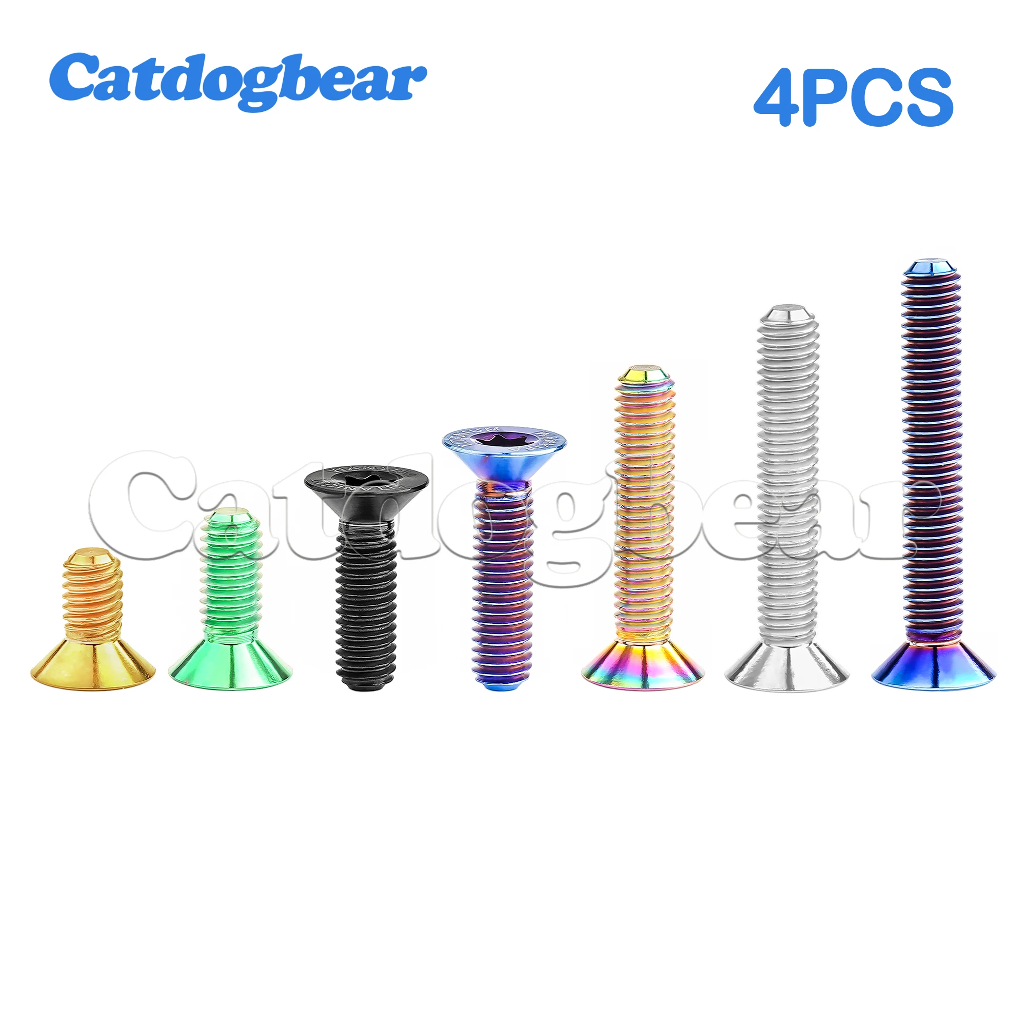 Catdogbear Titanium M3x6/8/10/12/15/18/20mm 4PCS  Countersunk Head  Screws With Laser Marking for Bicycle