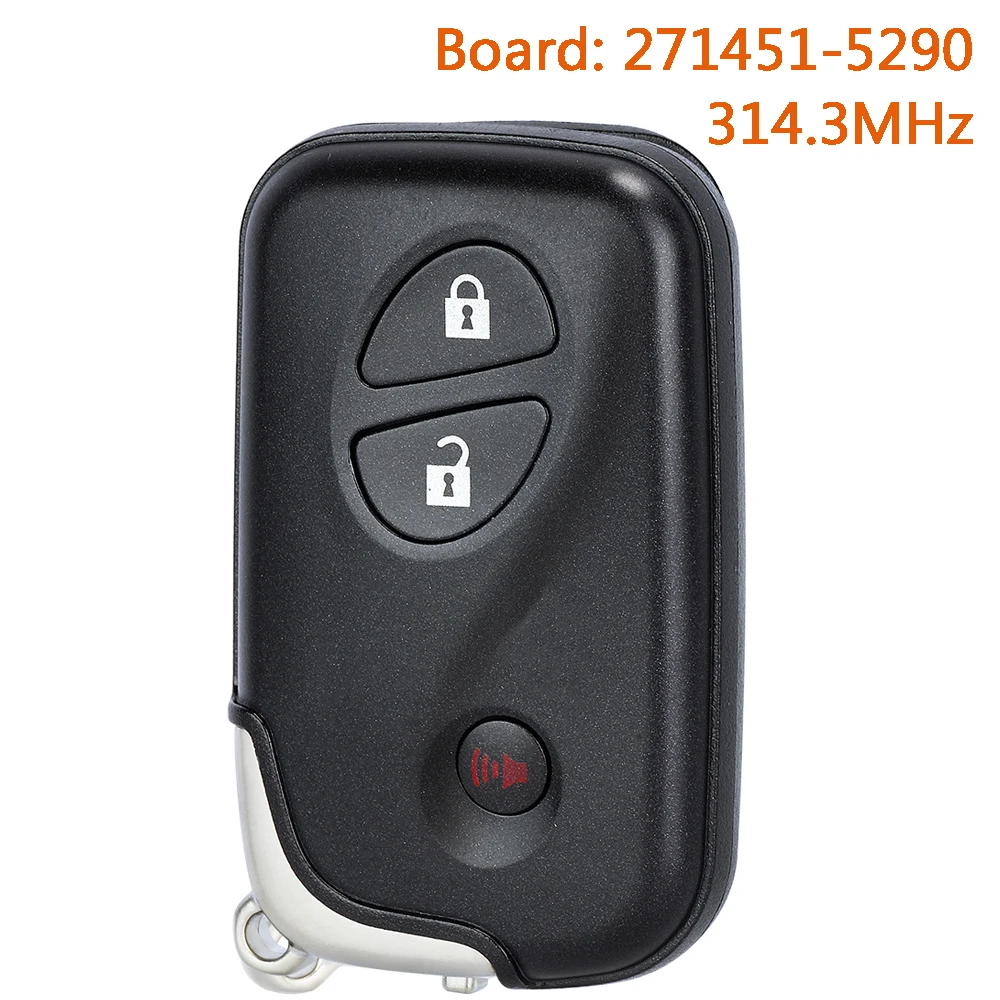 

KEYECU 271451-5290 314.3MHz Smart Remote Car Key Fob for Lexus CT200h 2011 2012 2013 2014 2015 2016 2017 HYQ14ACX 3 Buttons