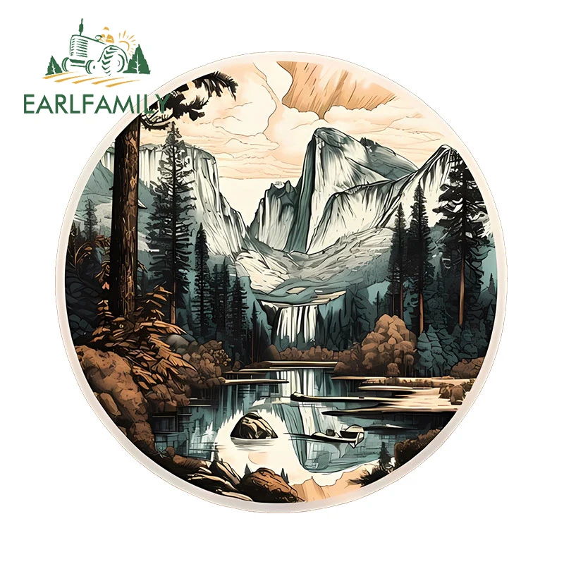 EARLFAMILY 13cm X 12.7cm for Stream Mountain Travel Car Sticker Sunscreen Vinyl Decals Personality Bumper Caravan Car Goods