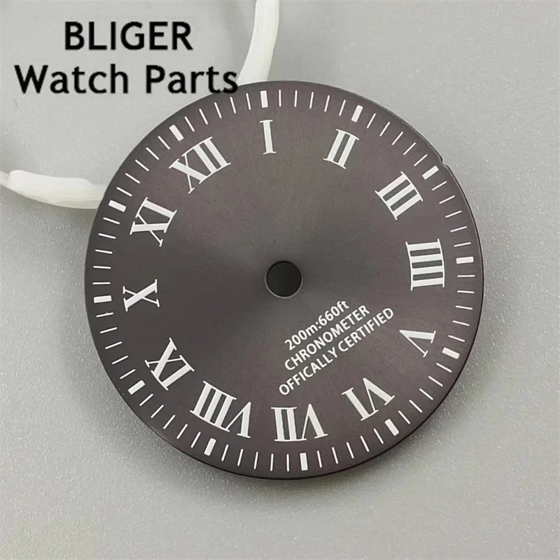 BLIGER 29mm Dial Blue Grey Date Red Blue Green Dial Green Luminous For NH35 Movement