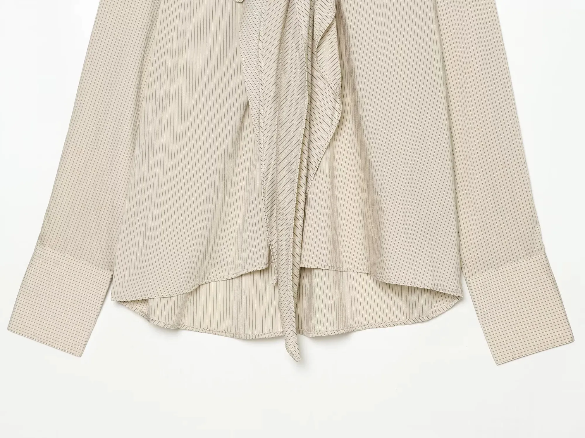 Gestreifte Hemden für Damen, Vintage, elegant, mit Puffärmeln, Sommer, neue High-Street-Kleidung, Freizeit, einreihig, mit Reverskragen. – Detail 4
