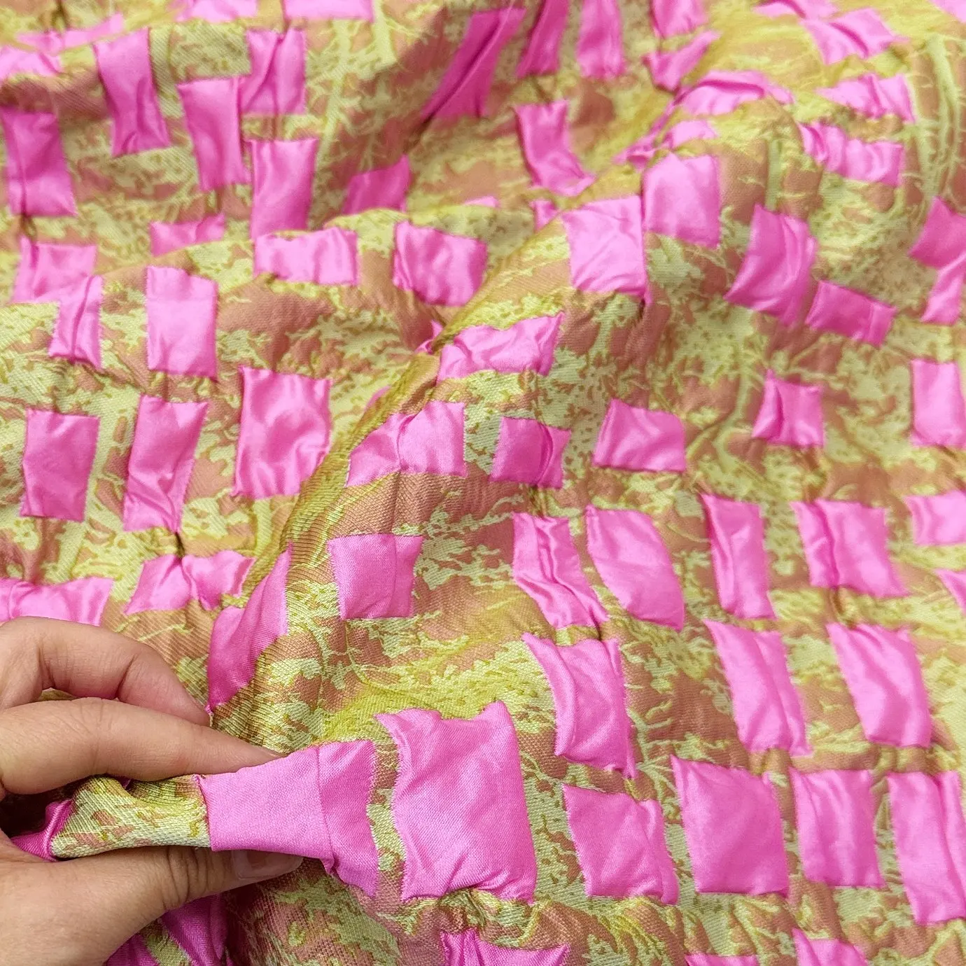 Neon Color Raised Bubble Embossed Jacquard Designer Fabric for gowns skirts statement apparel Modern Atelier Development Cloth