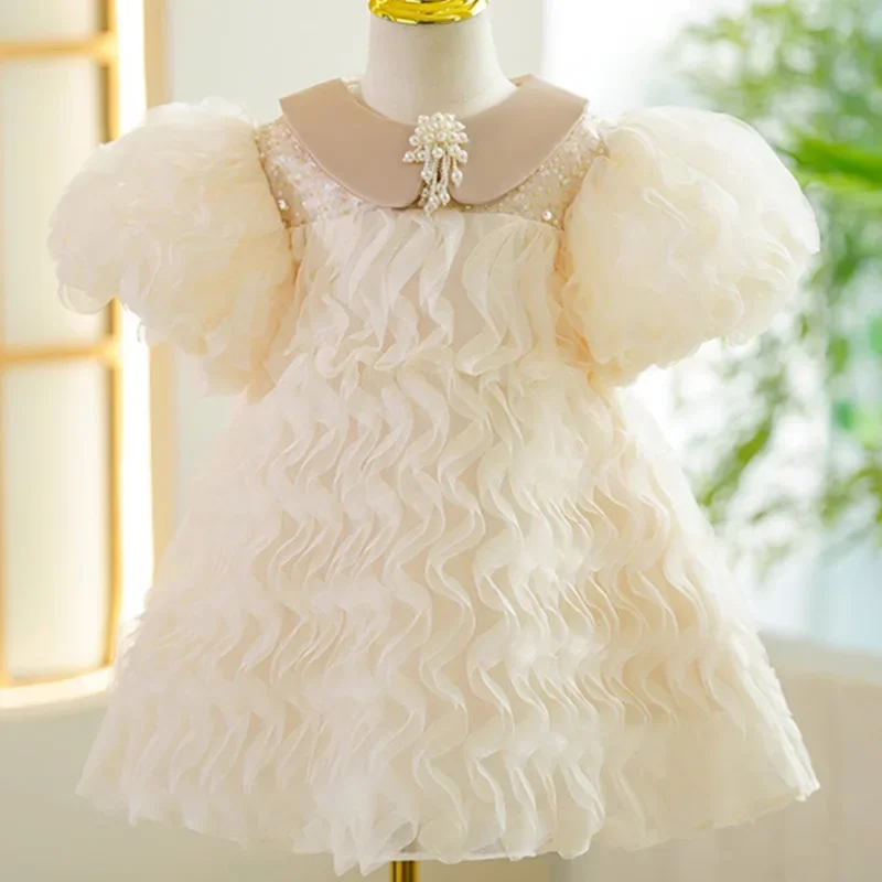 

Flower Girl Big Puff Sleeves Dress Children Birthday Dresses For Kids Elegant Formal Ball Gown Girls Party Boutique Dresses