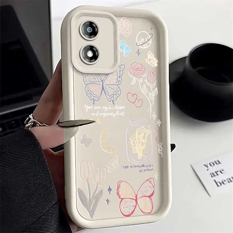 E13 Butterfly and Blossom Sky Eye Ladder Phone Case For Motorola Moto E40 E32 E30 E22i E22 E13 Cover