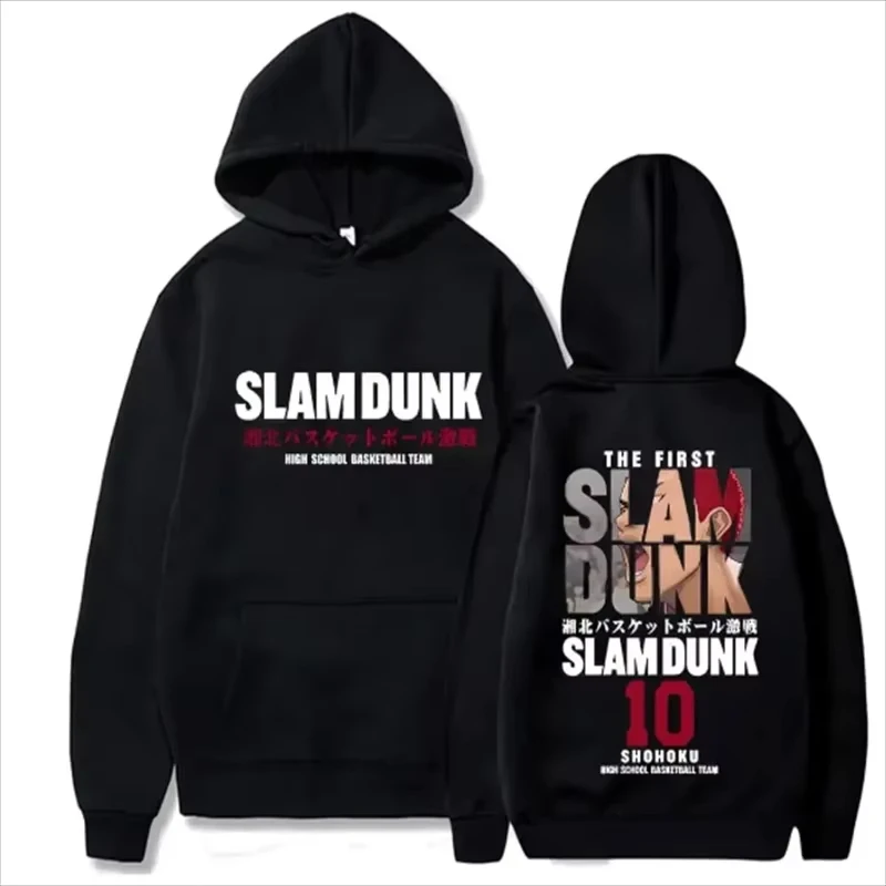 Anime Slam Dunk Hoodies de lã, pulôver casual com capuz, streetwear Hip Hop, moletons, Sakuragi Hanamichi Print Tops, outono