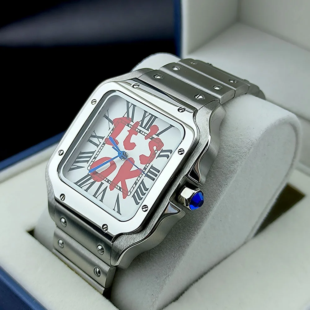 NH35 Watch Square Case NH35 dial Square Dial Roma Dial Watch Case Folding Buckle fit NH35 NH36 movement Watch accessories