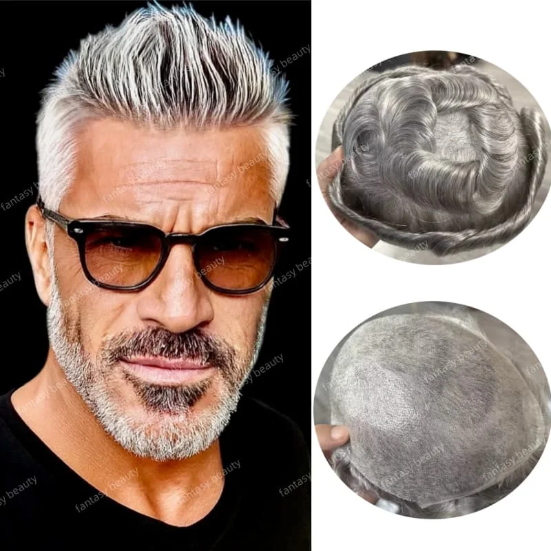 

100% плотность vloop # 1b65 # 1b80 белый черный 100% системы замены человеческих волос кусочки для мужского парика 0,03 мм тонкая кожа полный мужской парик из искусственной кожи