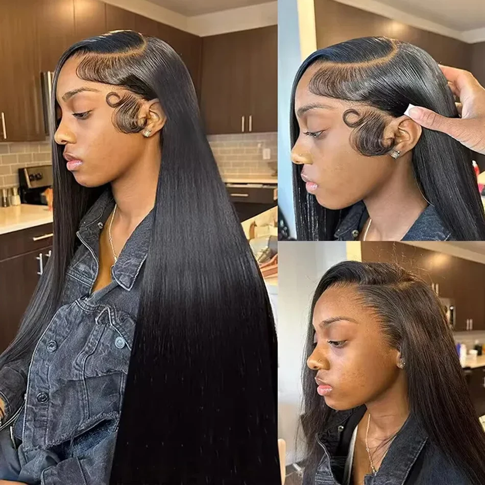 

Высококачественный прямой парик из натуральных волос для женщин, предварительно выщипанные 13x4 HD, прозрачные кружевные фронтальные парики, 100% человеческие волосы