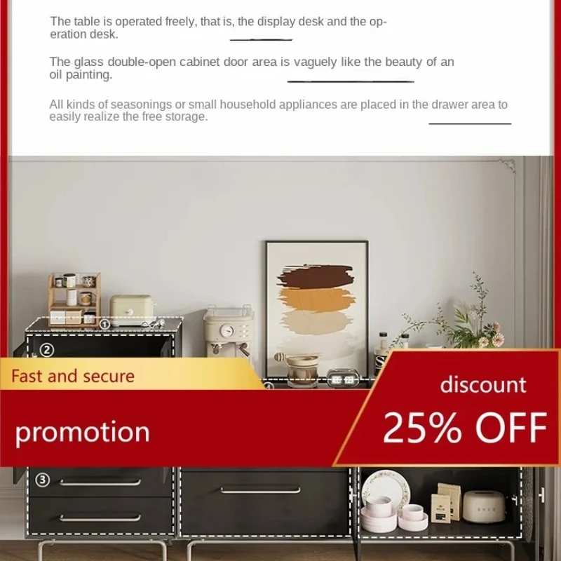 Kitchen Cabinet Wall Storage Cabinet Water Ripple Stainless Steel Sideboard Cabinet