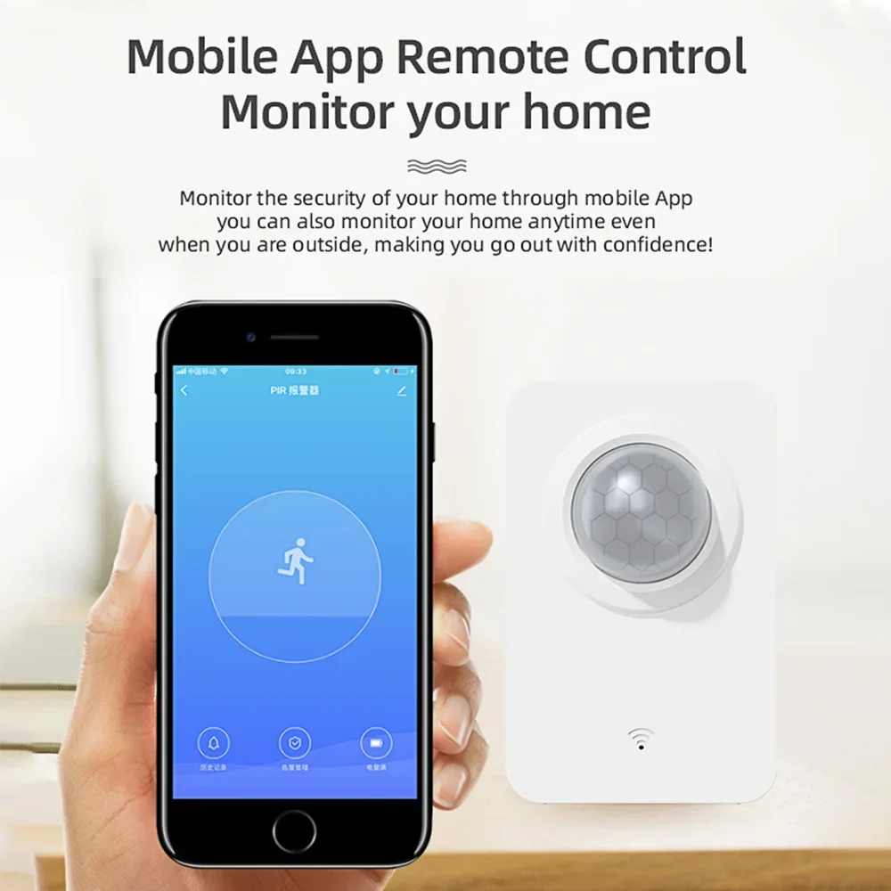 Sensor de movimiento PIR Tuya Zigbee para detección pasiva infrarroja Smart Life, Detector de sistema de alarma de seguridad trabajo remoto con Alexa