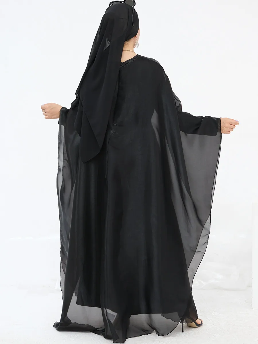 Mulheres muçulmanas dubai abaya conjunto de duas peças luxo mancha hijab vestido longo kaftan modesto ramadan robe femme islam conjunto de roupas kebaya