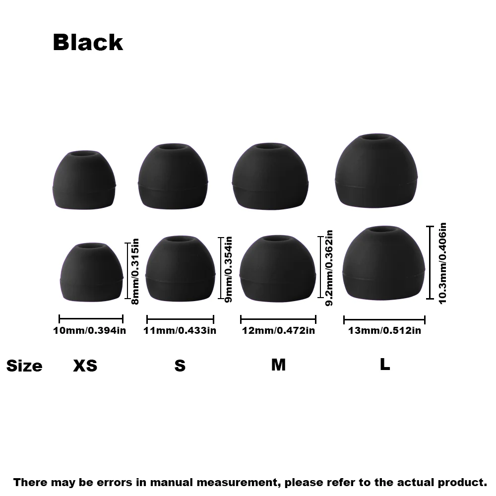 HUAK 4Pairs Earplug Ear tip L M S XS Universal model, compatible with earphones, earbuds, size between 4-6mm