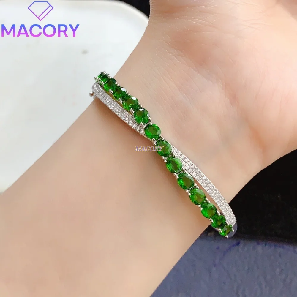 Classic fashionable design natural Diopside bracelet S925 sterling silver fresh and natural style can be layered birthday gift