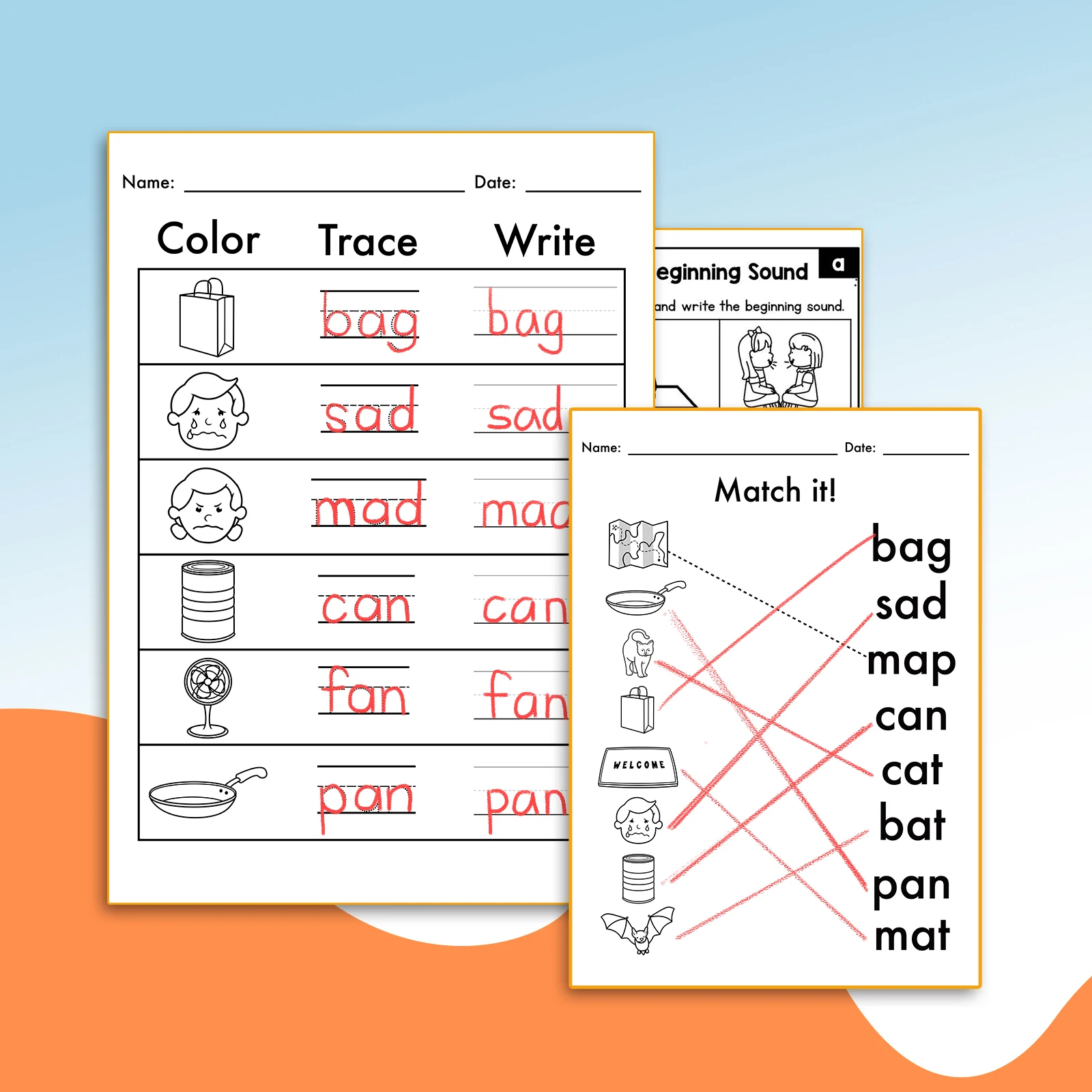 

1pc Educational Activity Book Learn words for Children: lmprove Learning Ability with Letters