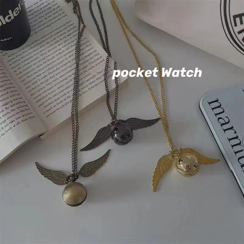 8style Harries Potter Wizard Pocket Watches Golden Snitch Wing Pendant Anime Accessories Party Decoration Gift for Girlfriend