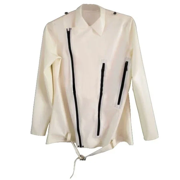 

costume party Latex Coat Rubber Women Shirt Sexy Jacket White Zipper Tights Sizes XS-XXL cosplay