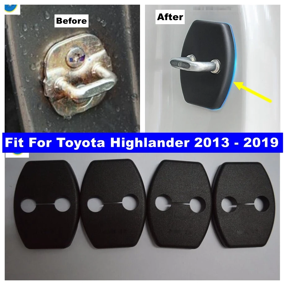 

Inner Door Stop Rust Waterproof & Lock Protector Cover Kit Fit For Toyota Highlander 2013 - 2019 Interior Accessories