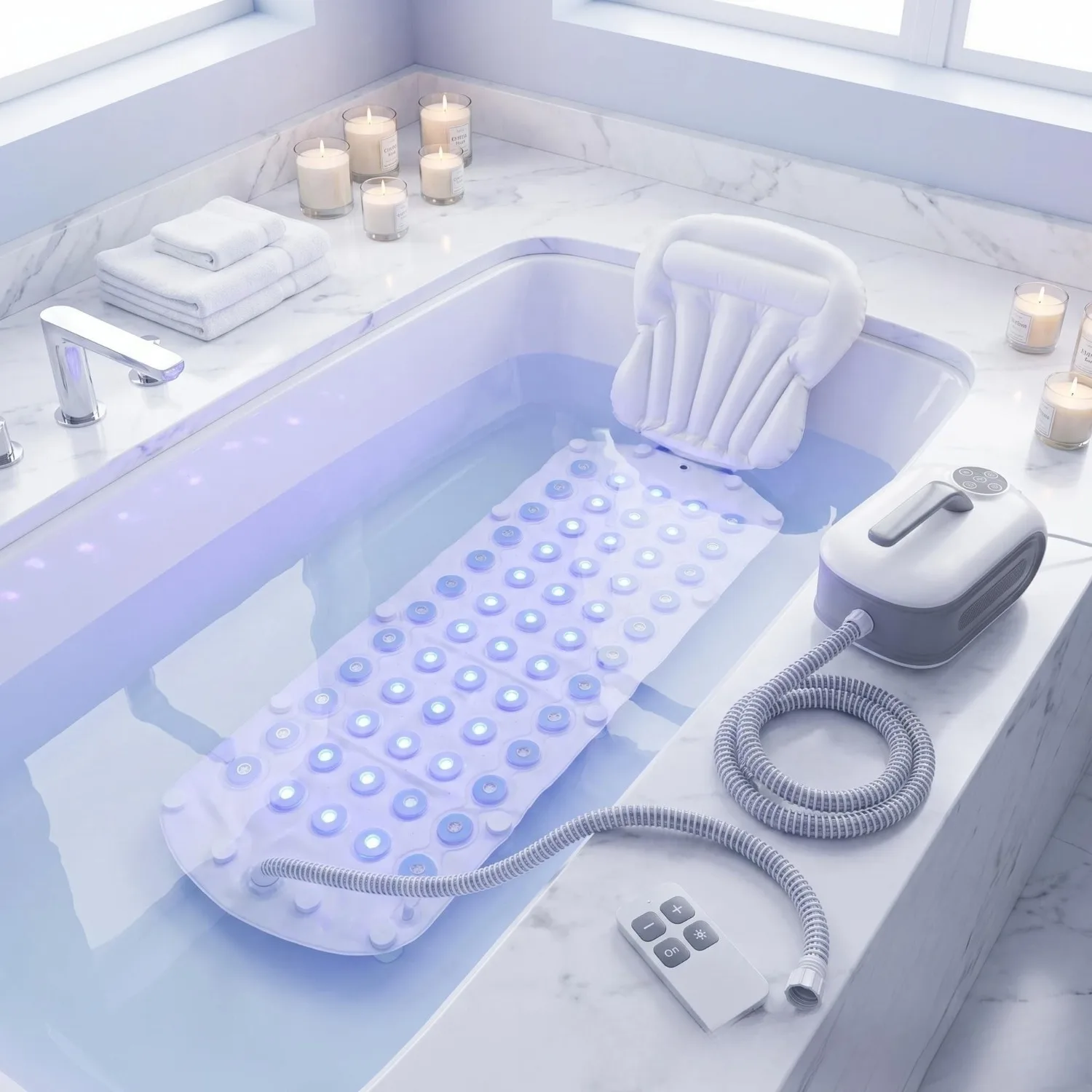 Upgraded 3.0 Bathtub Spa Bubble Bath Mat Electric Massage Mat Remote Control Portable Relax Physically Mentally