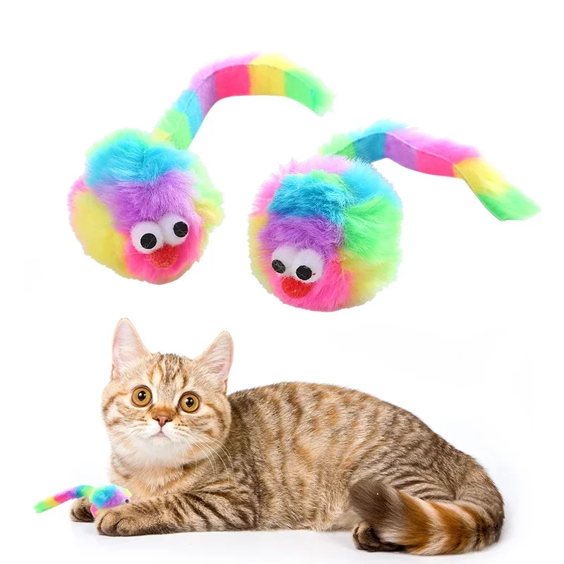 Neue Regenbogen Kaninchen Plüsch Maus Spielzeug Biss resistent Spiel Haustier liefert Katzen spielzeug interaktive Katzen spielzeug Haustier Produkte