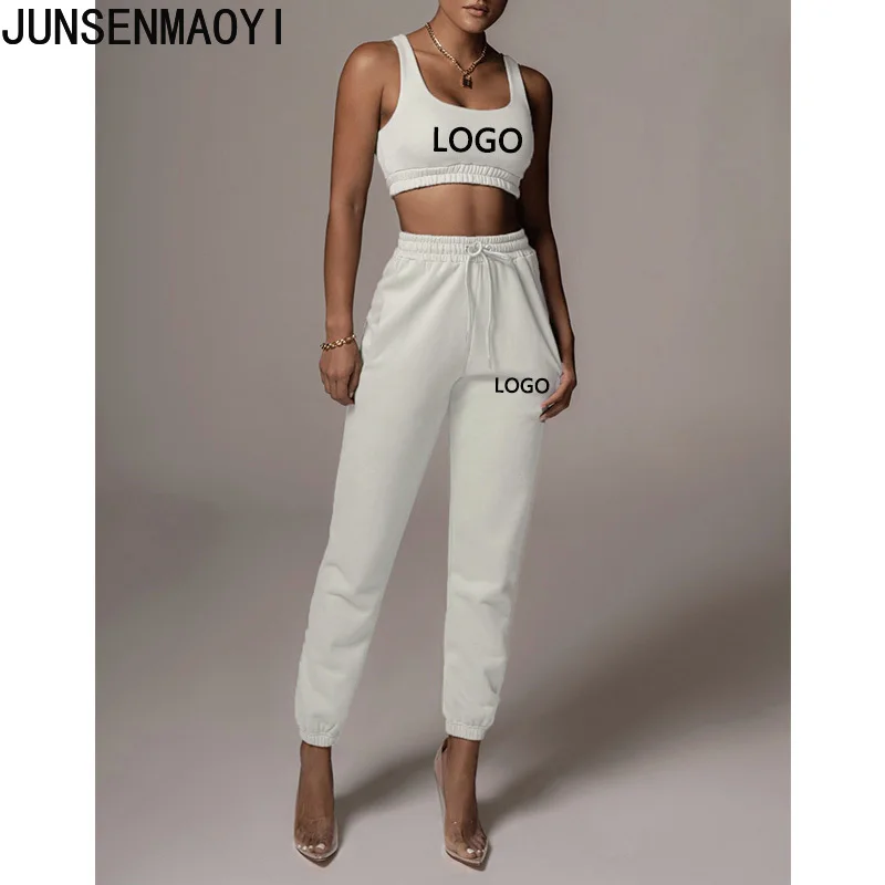 

DIY Your like Photo or Logo Women Sports Vest Crop Top and Pants 2 Piece Set Jogging Leggings Tracksuit for Outfits Clothing