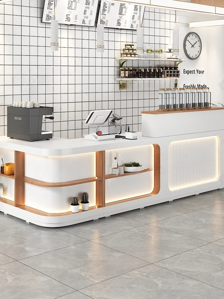 Simple Modern Milk Tea Shop Bar Counter Cashier Fresh Flower Shop Front Desk Coffee Shop Cabinet Billiard Hall Corner