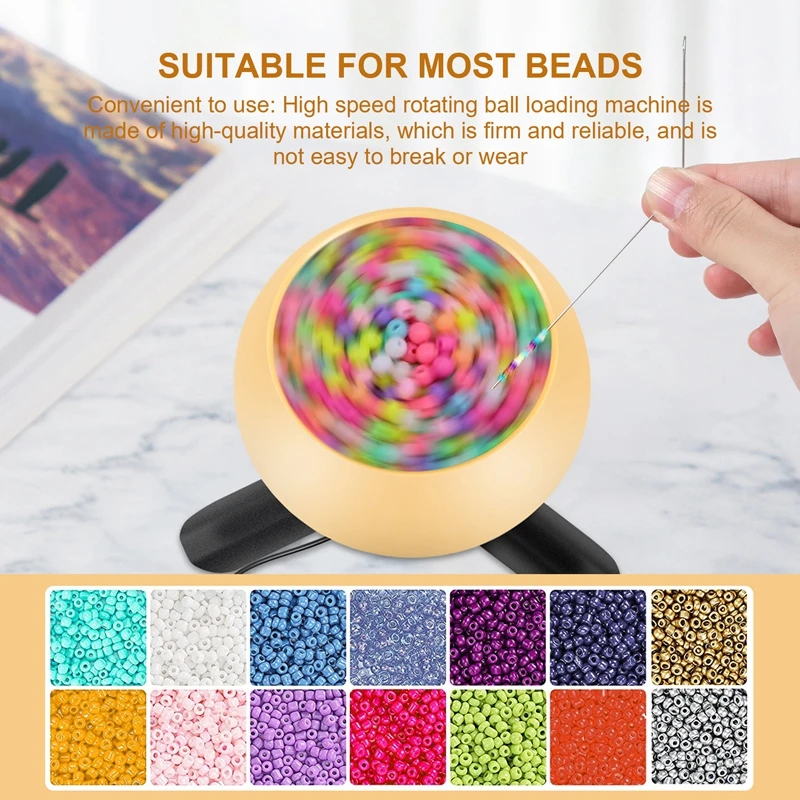 Electric Bead Spinner Kit Adjustable Speed Spin Bead Loader For Jewelry Making With Beading Needles Curved Needles