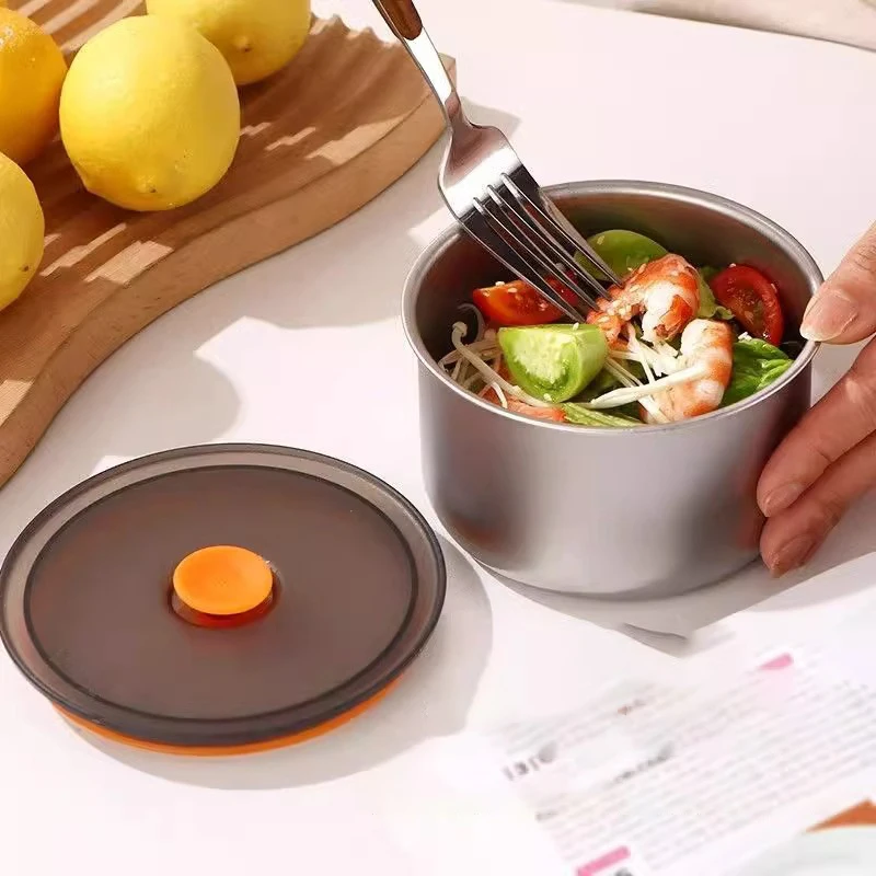 Kitchen Portable Stainless Steel Fresh-keeping Bowl Storage Preservation Sealed Box Picnic Moisture-proof Food Fruit Box