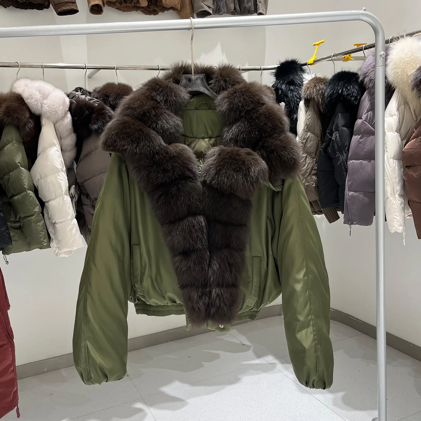 Winter Short Warm Thick Loose Jacket Female Natural Oversized Fur Collar Parker Down Jacket Women White Duck Down Fur Outwears