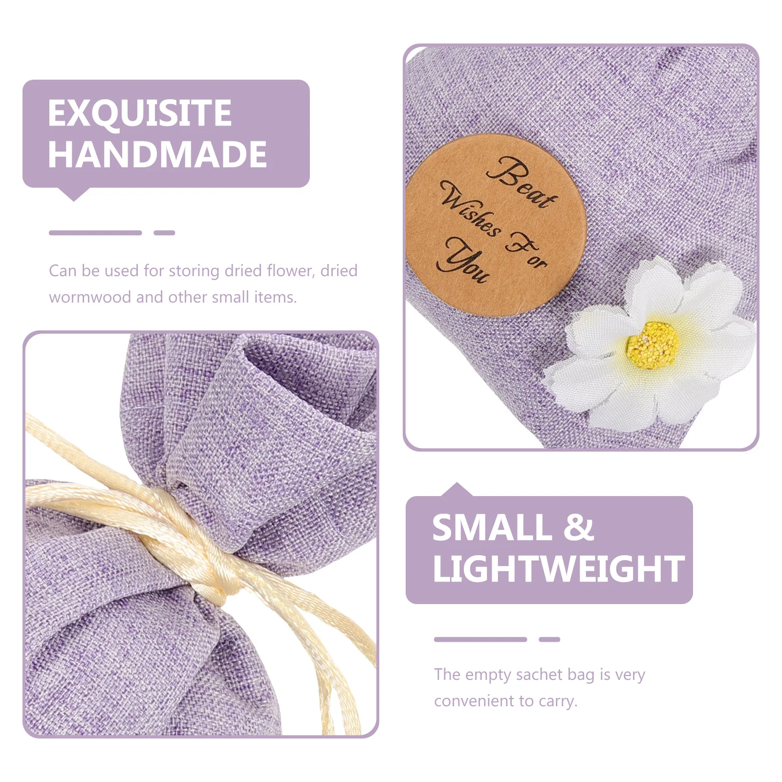 

10Pcs Empty Sachet Bags Delicate Craft Drawstring Design Small Lightweight Storage Bags for Lavender Dried Herbs Sachets