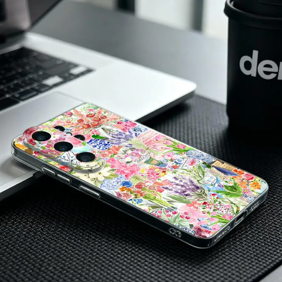 Phone Cover Case for Samsung Galaxy S26 S20 Plus S21 S24 Note 20 Ultra 10 S22 FE S23 Ultra S25 Edge Pastel Spring Picnic