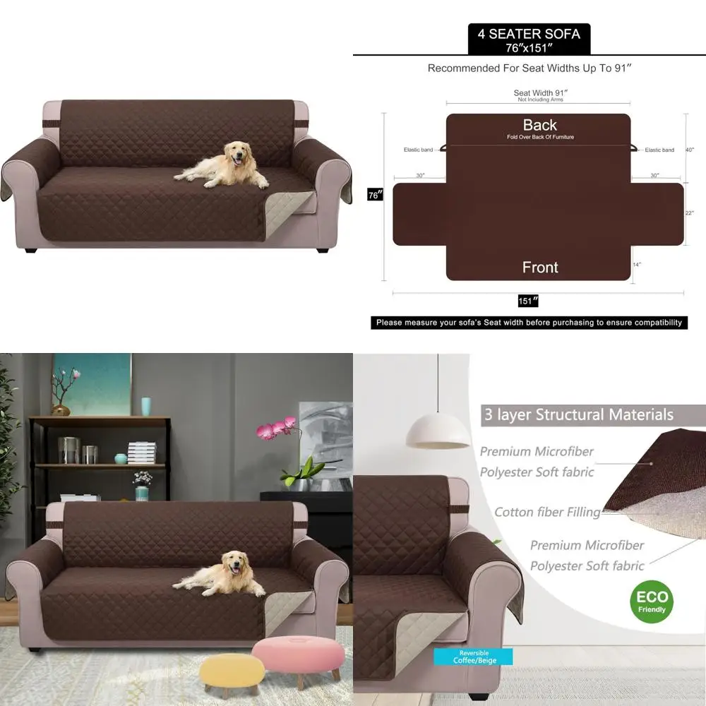 

Большой 91-дюймовый 4-местный чехол для дивана с эластичными ремнями, водонепроницаемый для 4 диванов-подушек, защитный чехол для мебели