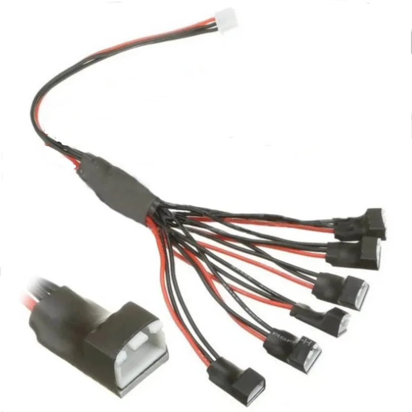 JST-XH 2S 3S 4S 5S 6S 7S Parallel Balance Cable Wire X6 Parallel Charging Balance Adapter - 6 Batteries at Once 24awg 20cm Wire
