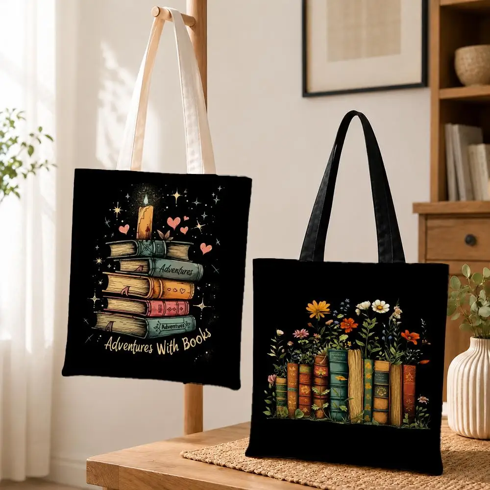 Book Lover Bookish Reader Storage Bags Canvas Tote Bag Printed Reusable Shopping Bag Gift