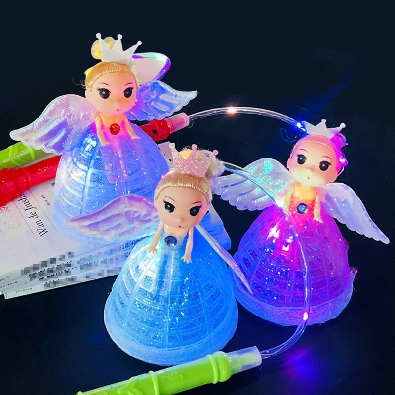 10Pcs Kids Fun Cute Cartoon Princess Dolls Light Up Toys Halloween Party Night Glowing Props Children Handheld Lantern Girls Toy