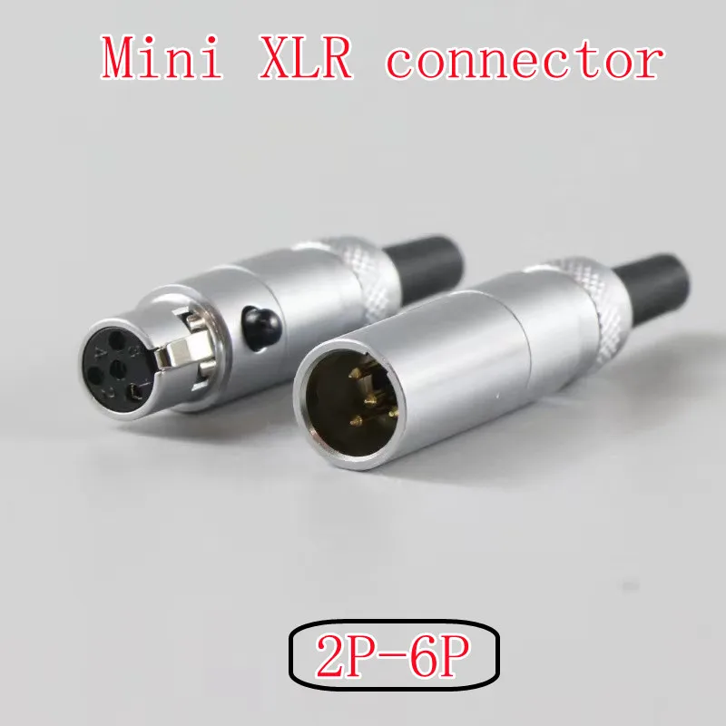 Metal mini XLR connector copper gold-plated mini headphone plug 3P4P5P6P mini wireless microphone audio plug