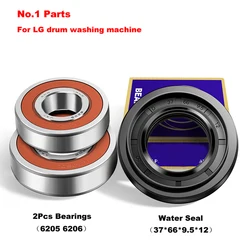 Original Sealing Parts for LG Drum Washing Machine, 2 Bearings 6205 6206, 37*66*9.5*12 Water Seal Replacemet