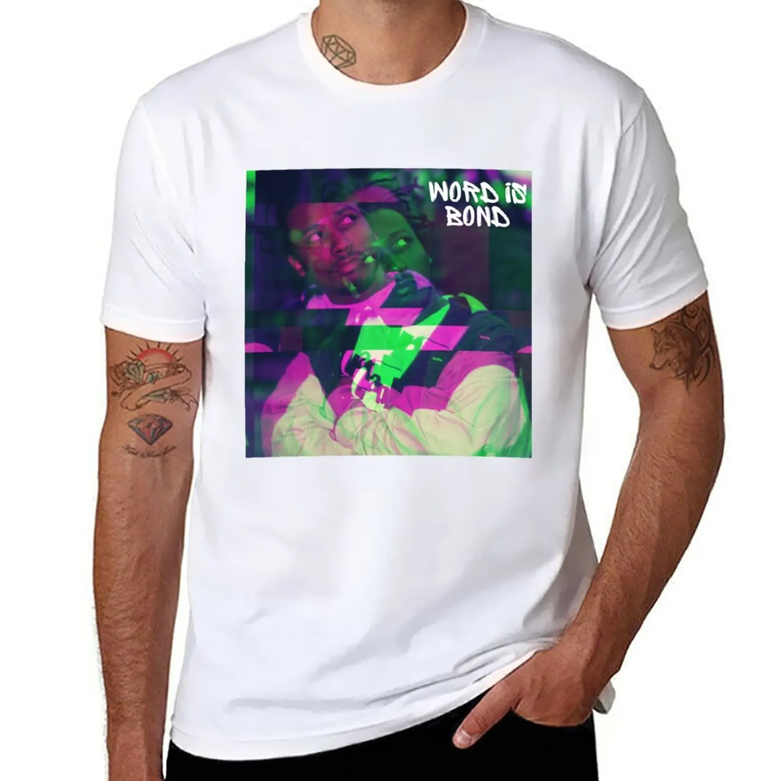 New Word Is Bond ODB Pink and Green Glitch T-Shirt vintage clothes aesthetic clothes men t shirts