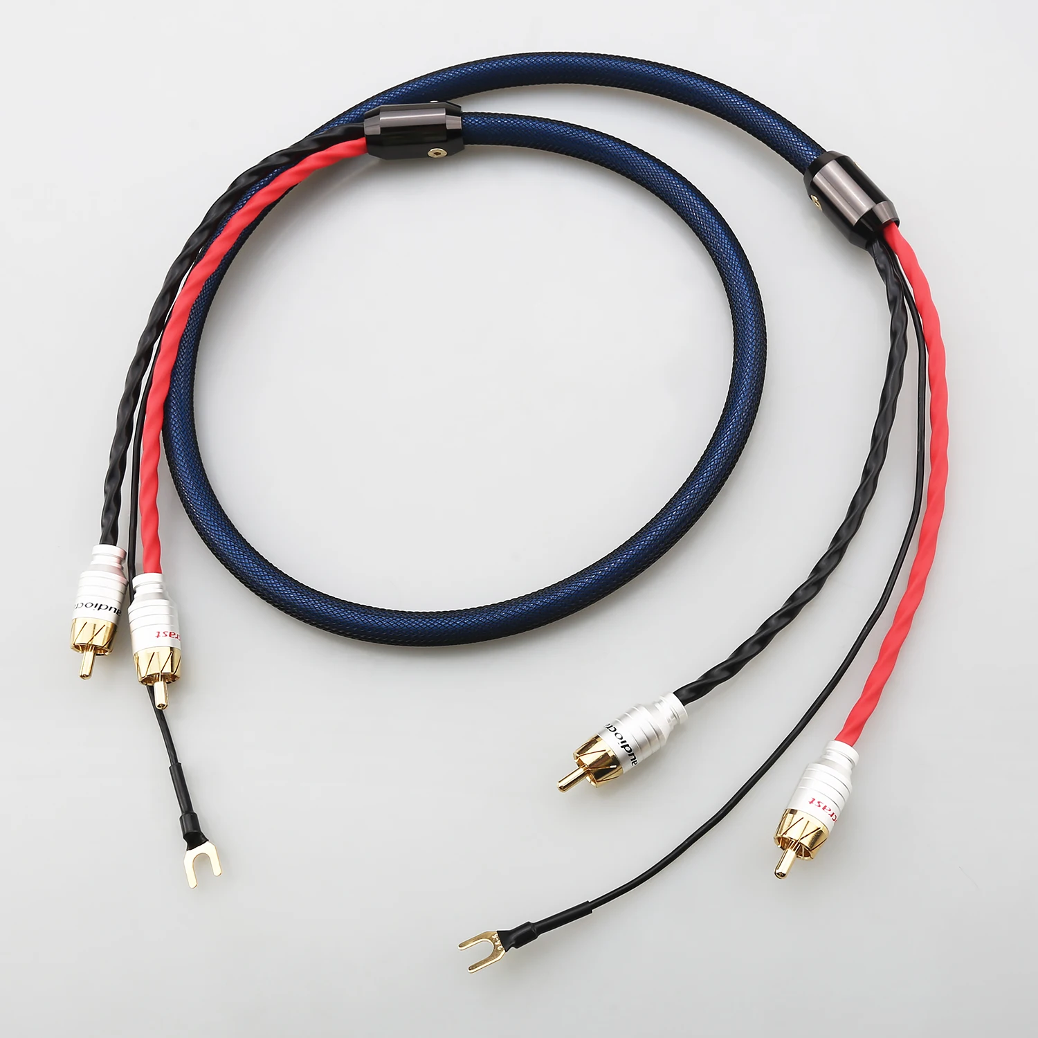 A10 HIFI Audio 2RCA Cable with Ground Wire Audio Phono Tonearm Cable LP Vinyl Record Player Amplifier Chassis Gold Plated Plug