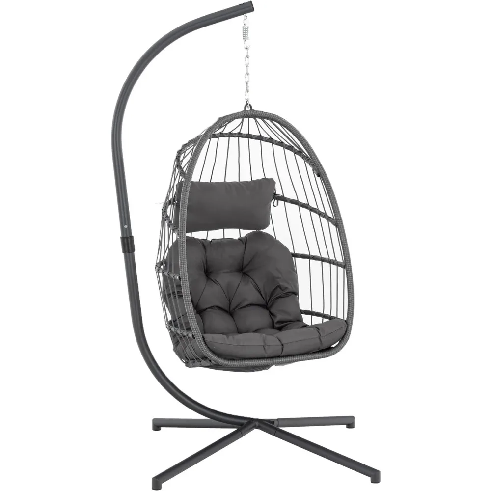 

Egg Swing Chair with Stand,Hanging for Indoor Outdoor Bedroom Patio with Aluminum Steel Frame and UV Resistant Cushion