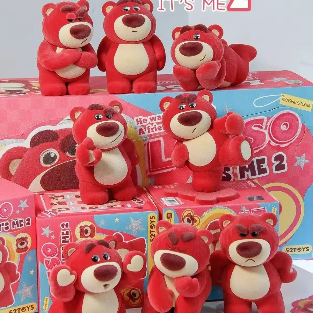 

52toys Disney Lotso It's Me 2 Strawberry Bearsecond Generation Flocking Model Collection Desktop Decoration surprise gifts