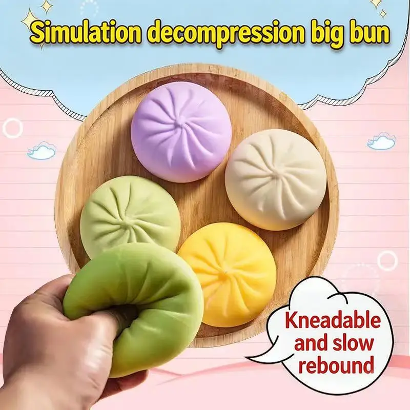 Simulation Food Bun Stress Squeeze Ball for Emotional Relief Cute Squishy Gift for Adult Child Office Decor