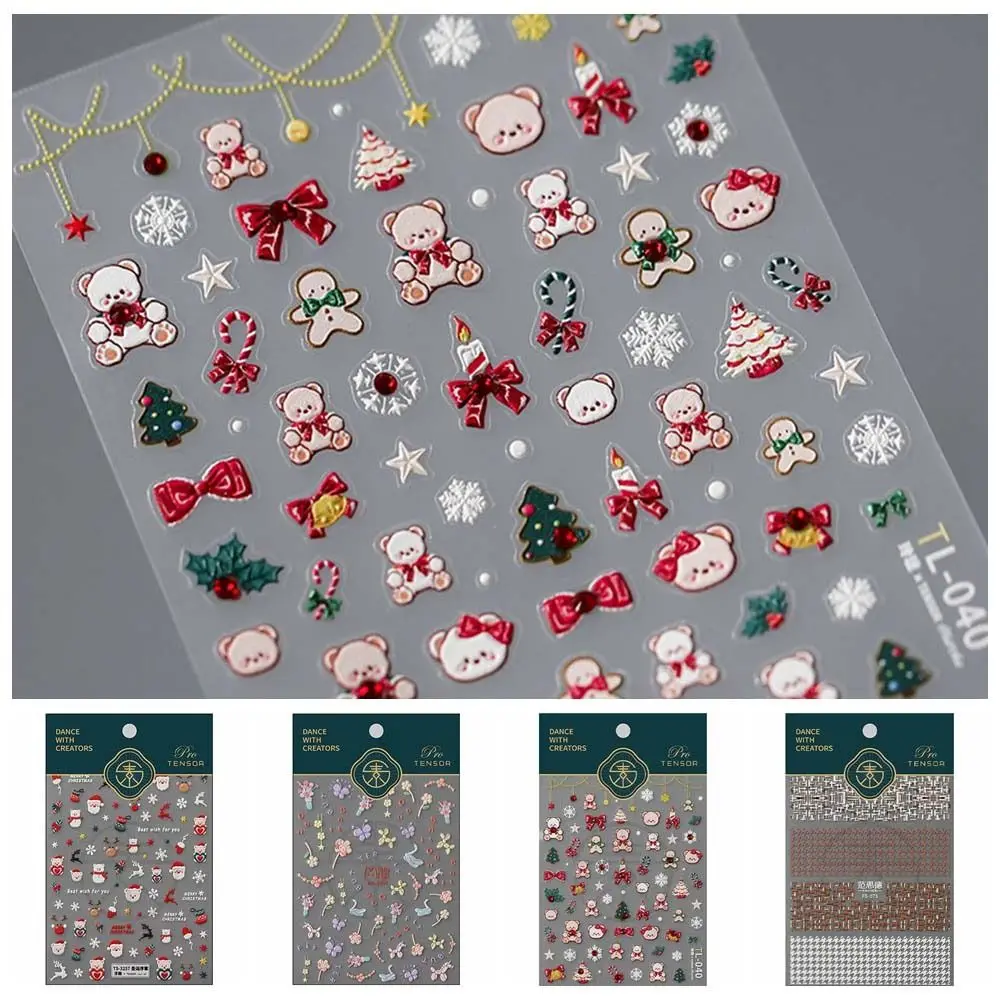 Nail Accessories Christmas Nail Stickers Embossed Stickers Xmas Nail Charms Christmas Nail Decals Manicure Ornaments Snowflake