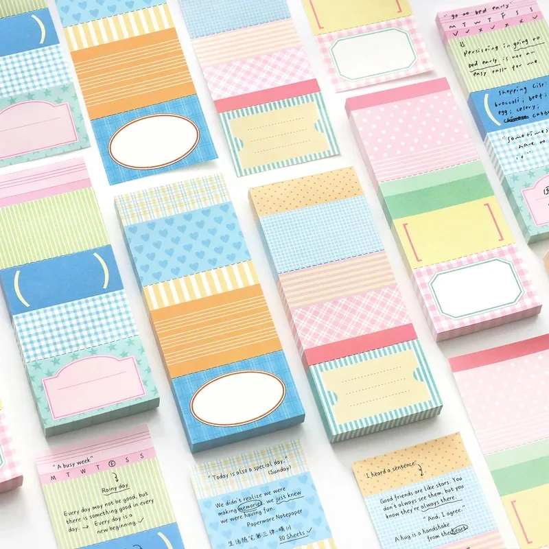 80sheets Life Notes No. 3 Series Note Pads Patchwork Basic Tearable Memo Paper DIY Scrapbook Diary Stationery Office Accessories
