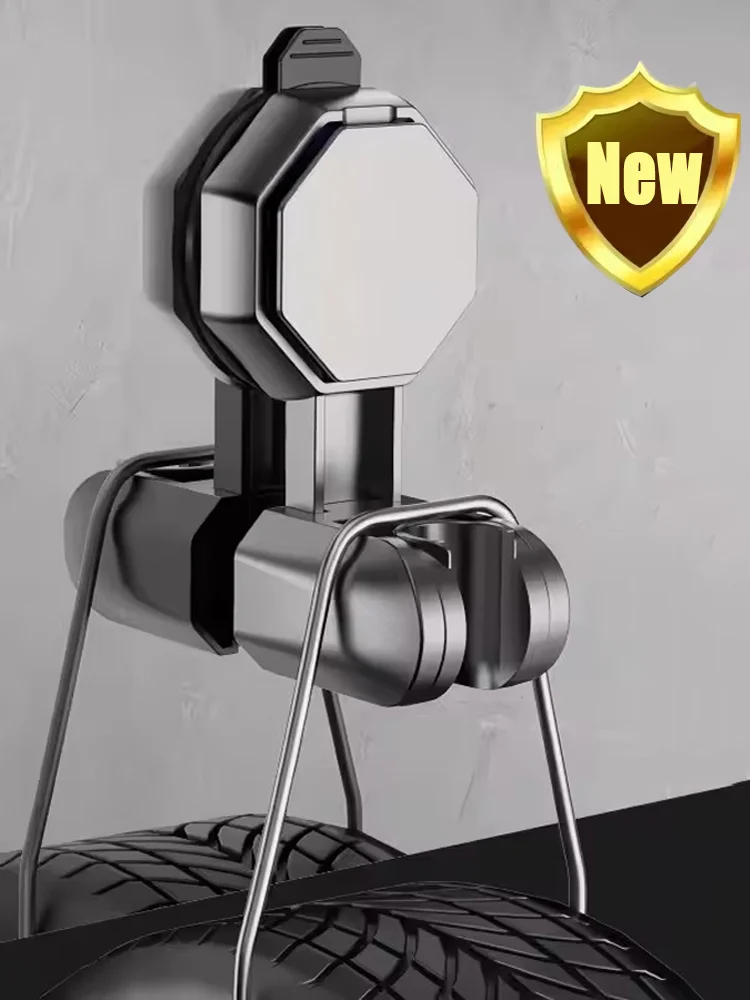 

360° Adjustable Shower Head Support Mural Douche Suction Cup Holder Plating Shower Rail Head Holder Bathroom Wall Mount Bracket