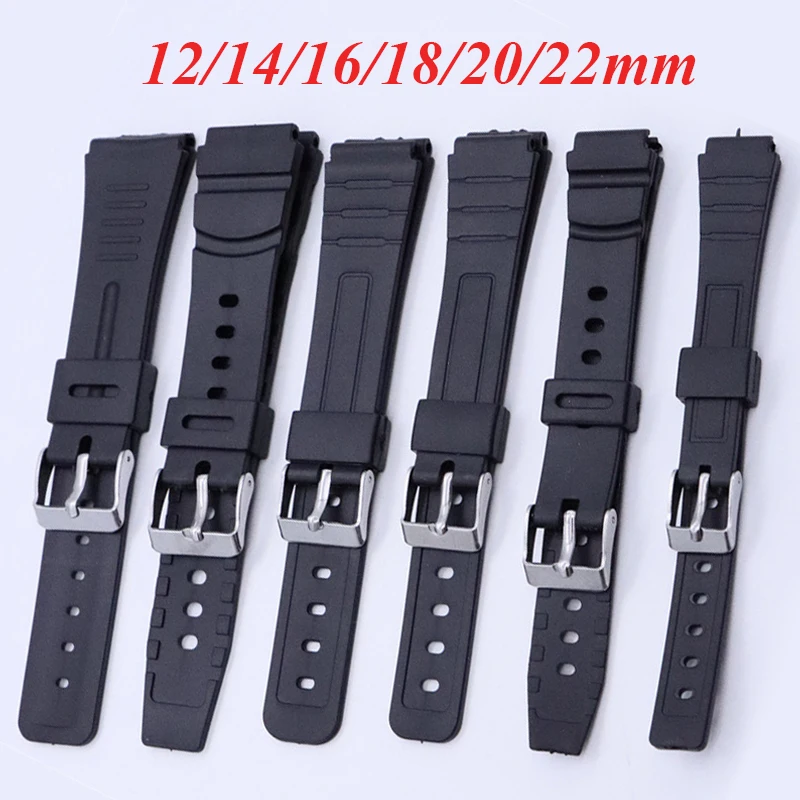 Universal Gummi Strap 12mm 14mm 16mm 18mm 20mm 22mm Wasserdichte Silikon Schwarz Uhr Band Frauen männer Ersatz Sport Armband